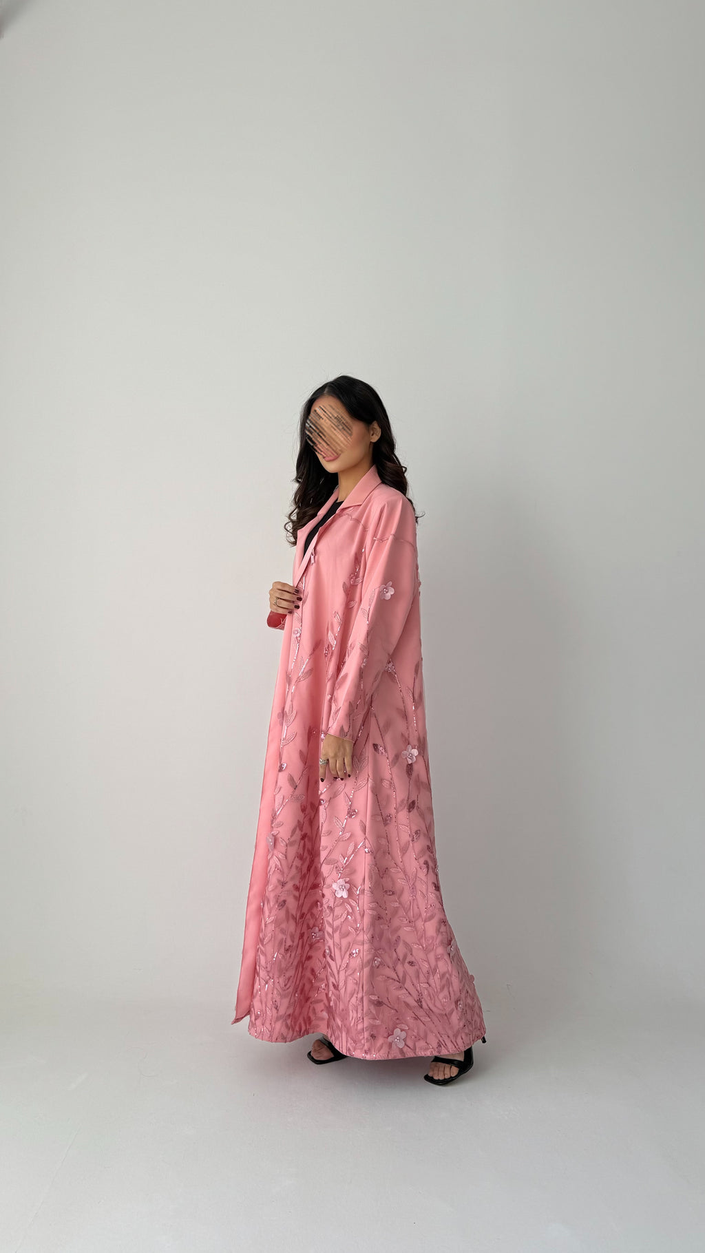 عباية ازهار وردي - Bateel Abaya